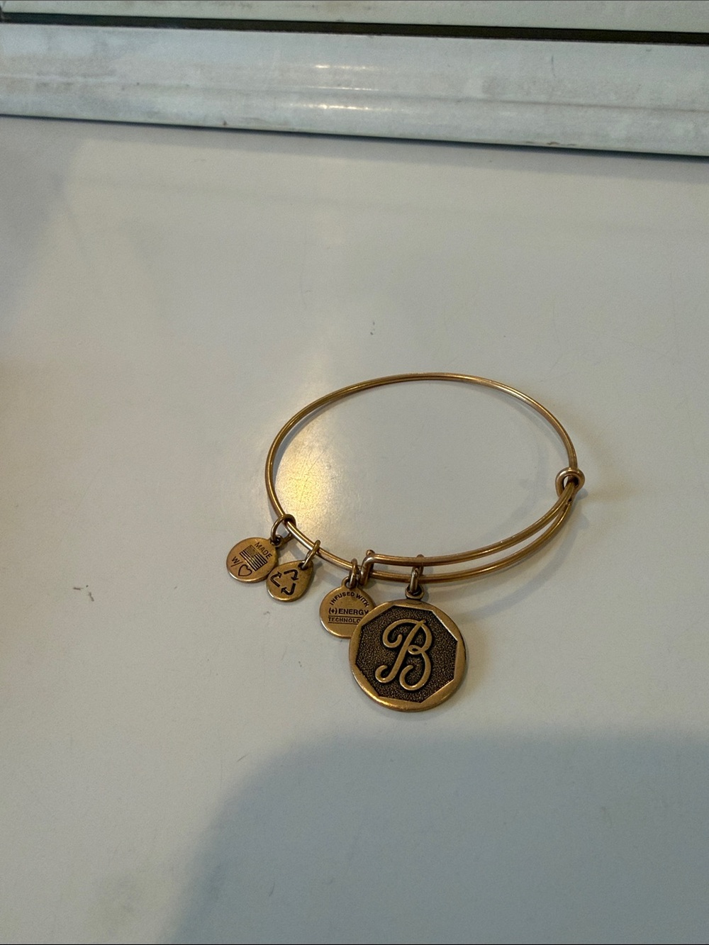 Alex and Ani Gold Initial 'B' Charm Expandable Bangle